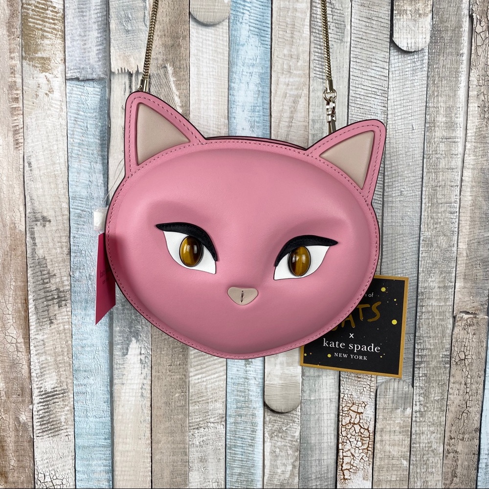 New Kate Spade Pink Meow Cat Crossbody Purse Bag - Picture 1 of 8